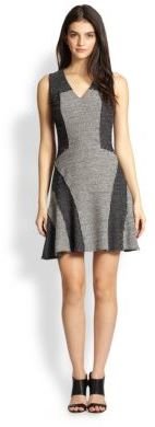 Derek Lam 10 Crosby Knit Tweed Paneled Fit-&-Flare Dress