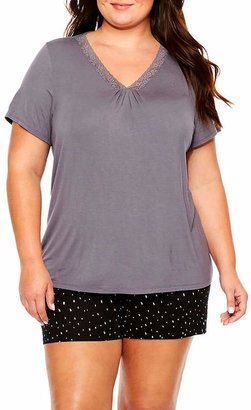 Ambrielle Lace-Accented Short-Sleeve Sleep Tee - Plus