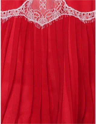 Meadham Kirchhoff Red Silk Lace Stella Skirt