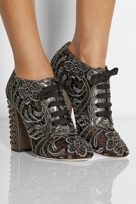 Dolce & Gabbana Vally embellished macramé ankle boots