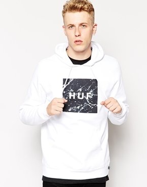 HUF Marble Box Logo Hoodie - white