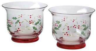 Pfaltzgraff Winterberry Hand-Painted Glass Hurricane Candle Holders, Set of 3