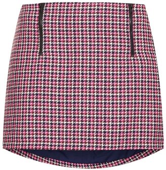 Topshop Zip Detail Houndstooth Miniskirt (Regular & Petite)