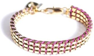Lizzie Fortunato Triple Box Chain And Thread Bracelet - Lilac Pink