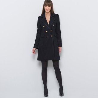 Laura Clement Mid-Length Wool Mix Military-Style Coat