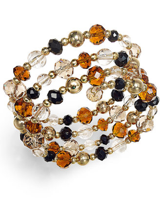 Style&Co. Gold-Tone Faceted Bead Coil Bracelet