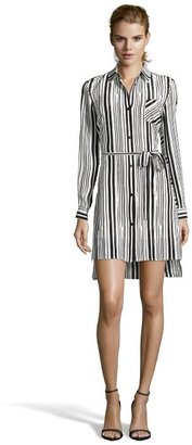 Rebecca Minkoff black and white striped silk 'Frankie' shirt dress