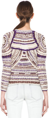 Isabel Marant Weston Lurex Cotton Crochet Cardigan in Violet