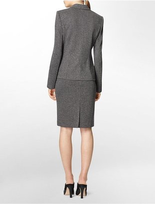 Calvin Klein Womens One Button Black + Grey Herringbone Suit Jacket