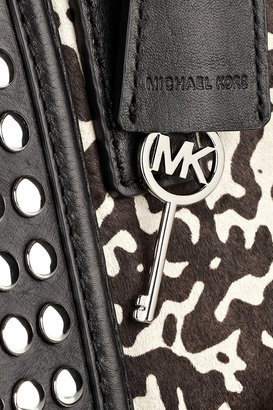 MICHAEL Michael Kors Hamilton studded leather and printed calf hair tote