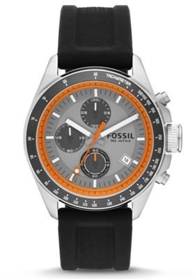 Fossil Men's black 'Decker' chronograph silicone watch