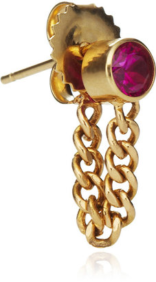 Janis Savitt Chain Hoop Ruby Earrings