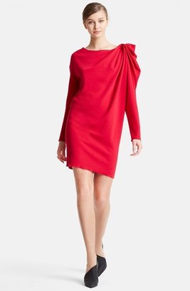 Lanvin Drape Shoulder Wool Dress
