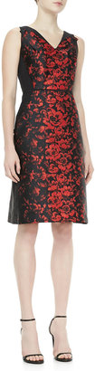 Carolina Herrera Rose Jacquard Dress, Black/Red
