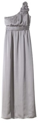 Women's Satin OneShoulder Rosette Maxi Bridesmaid Dress Neutral Colors - TEVOLIO