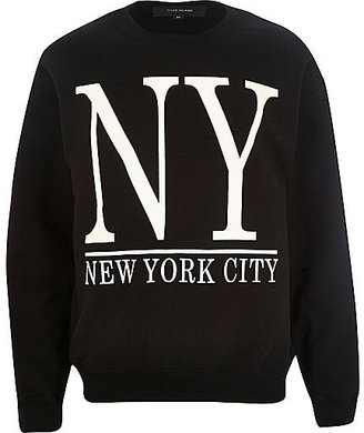 River Island MensBlack New York City sweatshirt