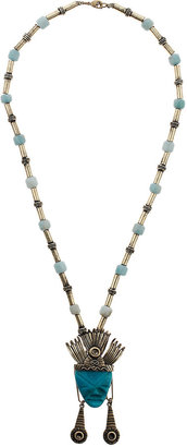 Topshop Freedom found collection green face necklace