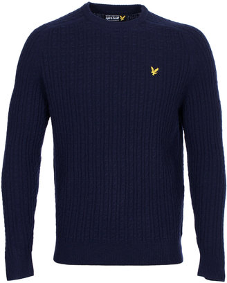 Lyle & Scott New Navy Cable Knit Crew Neck Sweater