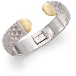 Jude Frances Virginia Diamond & Sterling Silver Quilted Cuff Bracelet