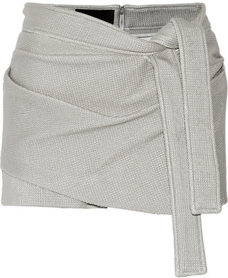 Jay Ahr Wrap-Effect Coated Stretch-Knit Shorts