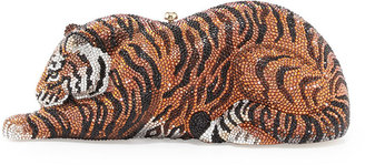 Judith Leiber Tiger Crystal Minaudiere, Copper
