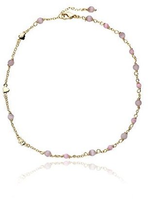 Little Miss Twin Stars "Cat-Eyed Bead" 14k Gold-Plated Double Strand Bracelet with Butterfly, Heart, Flower and Lavender and Pink Cat-Eye Beads