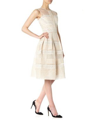 Temperley London Oyster Pleats And Lace Dress