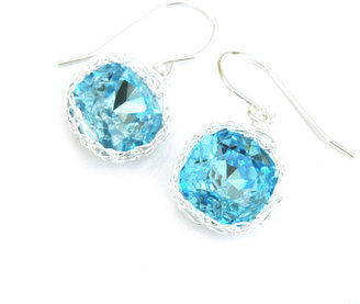 YooLa Blue drop earrings , dangle crysal silver earrings