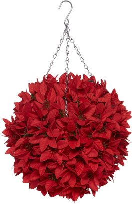 Linea Hanging red topiary ball with light