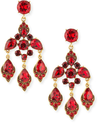 Oscar de la Renta Cardinal Red Crystal Chandelier Clip-On Earrings