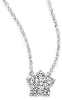 Kwiat Cluster Diamond & 18K White Gold Flower Pendant Necklace