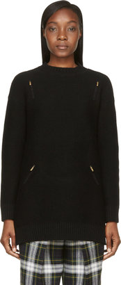 Undercover Black Knit Gold Zip Silk Panel Sweater