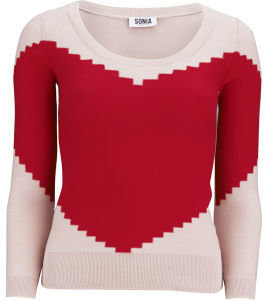 Sonia Rykiel Sonia by Women's Heart Knit Jumper Red/Beige