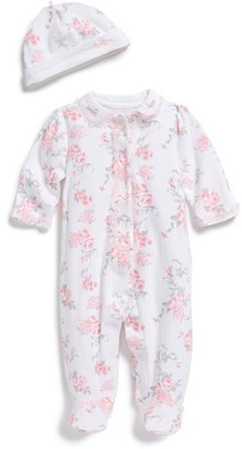 Little Me 'Blossoms' Coverall & Hat (Baby Girls)