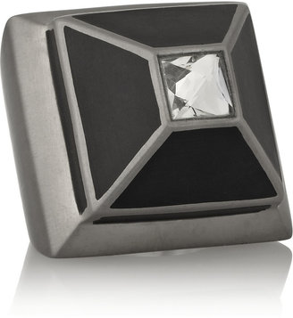Isharya Gunmetal-plated, crystal and resin ring