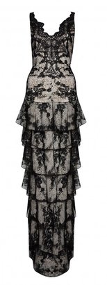 Alice + Olivia Powell Embellished Ruffle Gown