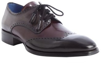 Mezlan charcoal and maroon leather wingtip lace up oxfords
