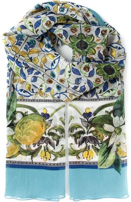Dolce & Gabbana lemon and floral print scarf