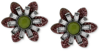 Betsey Johnson Pink and Green Flower Stud Earrings