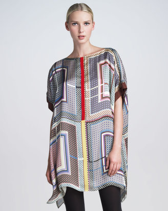 Shamask Geometric-Print Poncho Dress