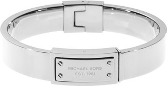 Michael Kors Logo-Plaque Hinge Bangle, Silver Color