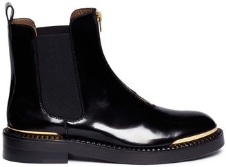 Marni Metal plate zip leather Chelsea boots