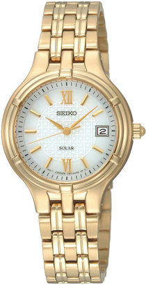 Seiko Womens Gold-Tone Stainless Steel Solar Bracelet Watch SUT018