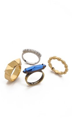 Iosselliani Studded Navette Ring Set