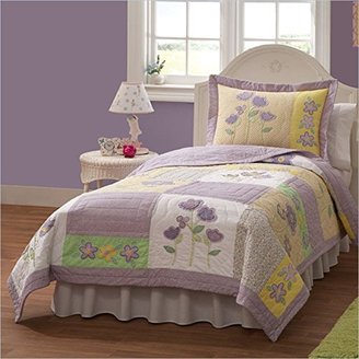 Pem America Patch Of Flowers Queen 3-Piece Quilt Set, Yellow