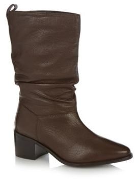 Faith Chocolate leather calf length boots