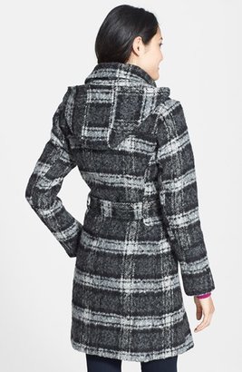 Vince Camuto Plaid Trench Coat with Removable Hood
