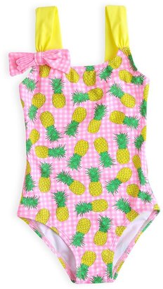 Pumpkin Patch Girls gingham pineapple bow swimming costume