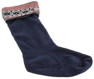 Hunter navy & red fairisle cuff welly sock socks