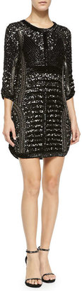Parker Black Petra Sequined & Beaded Cocktail Dress